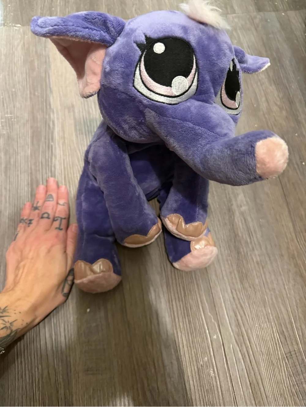 Plush Purple elephant Animal Stuffed Toy with Pink Accents